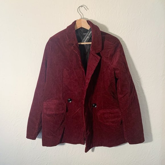 Burgundy Jason Maxwell Corduroy Jacket Large - Picture 1 of 3